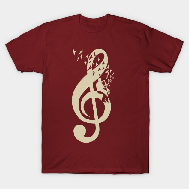 Treble Clef -  Music Bass clarinet - Vintage T-Shirt by barmalisiRTB